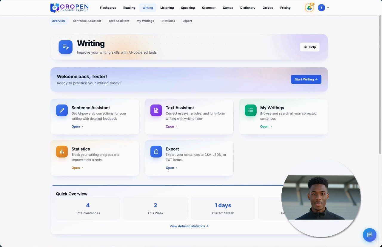 An Introduction to writing and the Sentence Assistant in Oropen